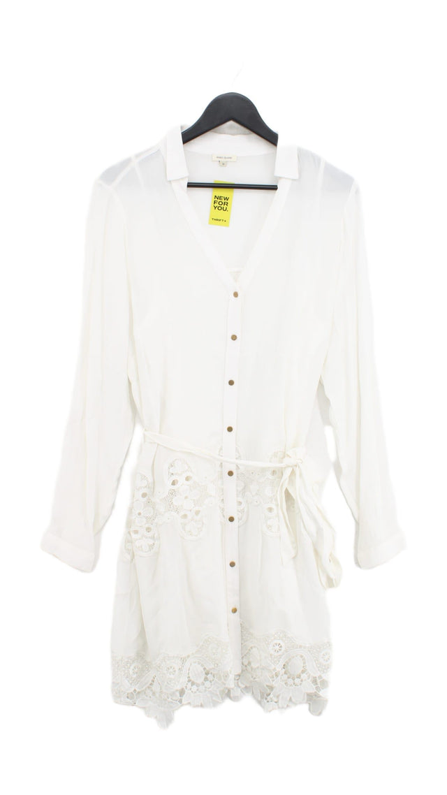 River Island Women's Midi Dress UK 16 White Viscose with Cotton, Polyester