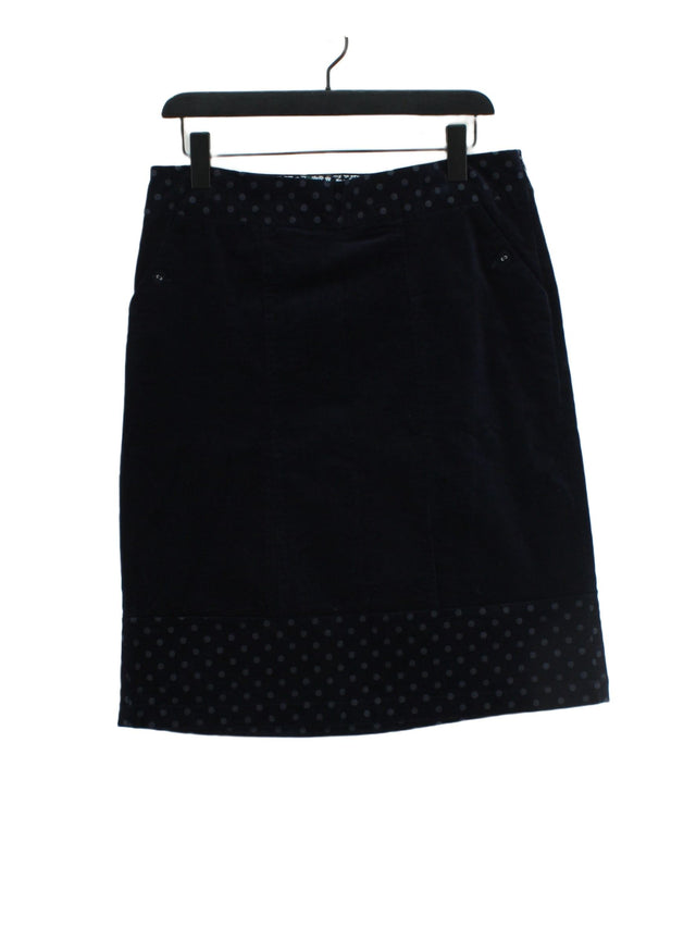 White Stuff Women's Midi Skirt UK 12 Blue Cotton with Elastane