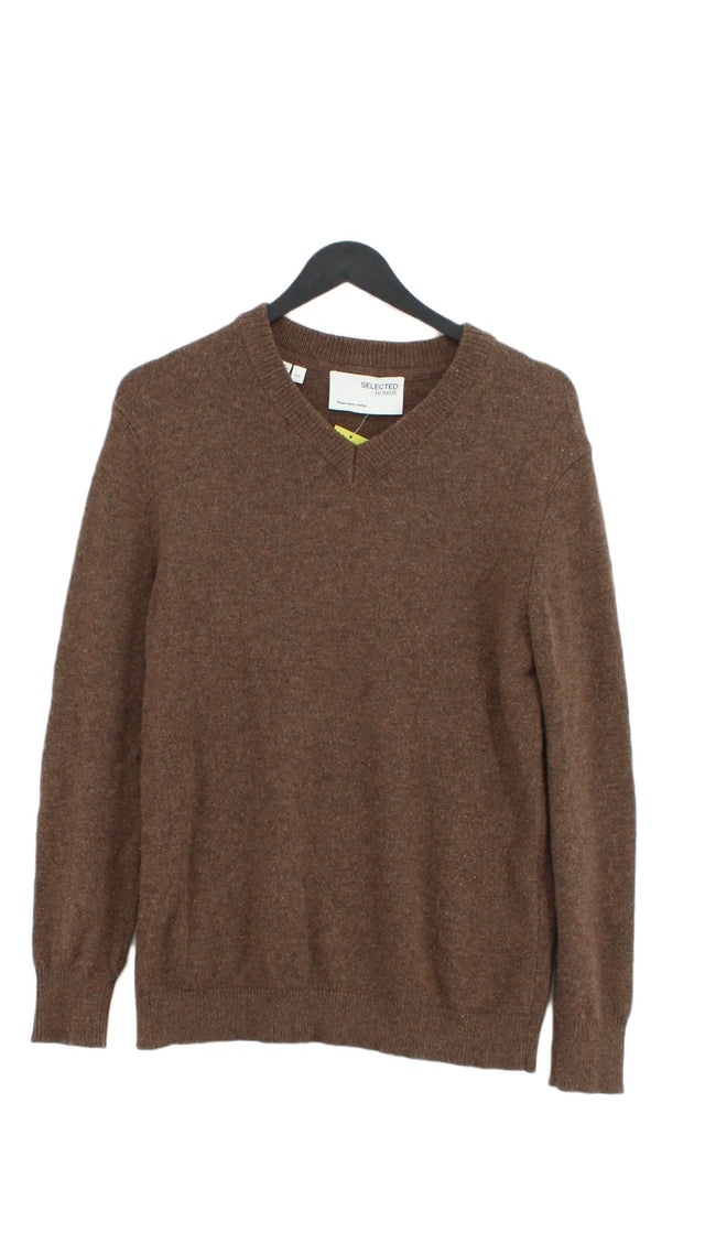 Selected Homme Men's Jumper S Tan Wool with Nylon