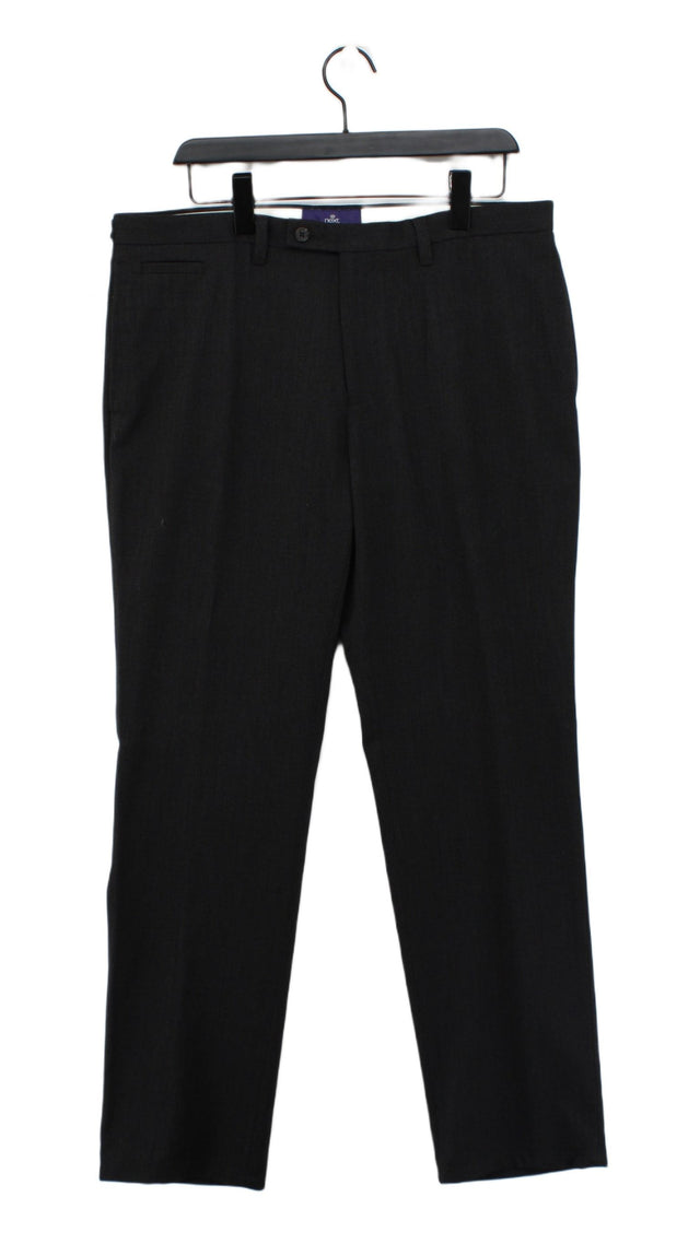 Next Men's Suit Trousers W 36 in Black Polyester with Viscose