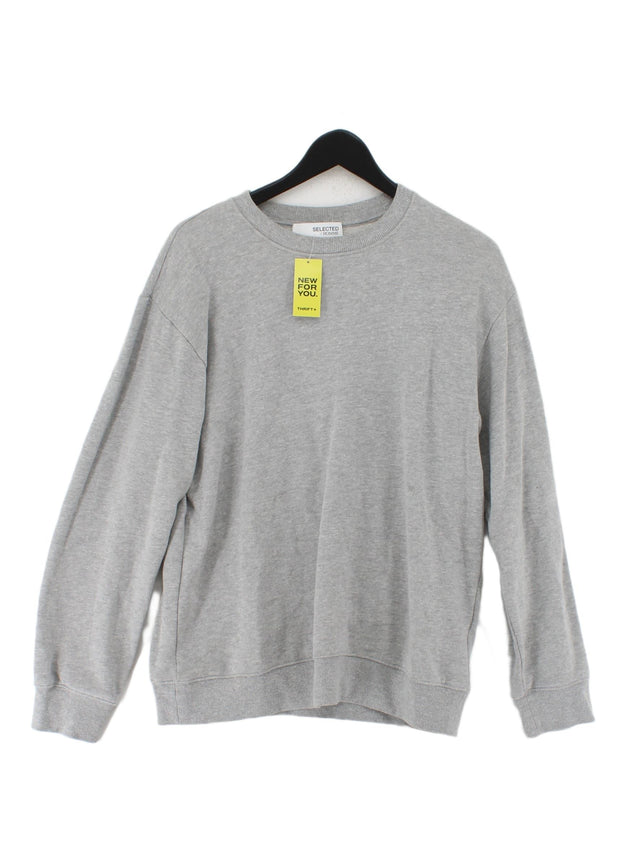 Selected Homme Men's Jumper L Grey Cotton with Polyester
