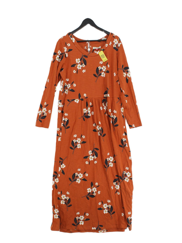 Brakeburn Women's Maxi Dress UK 18 Orange Cotton with Elastane