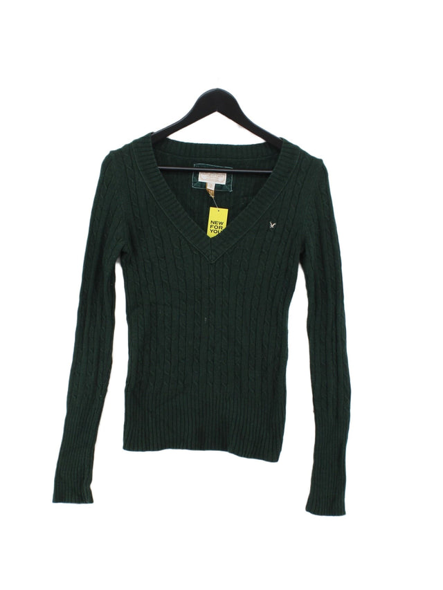American Eagle Outfitters Women's Jumper S Green Cotton with Nylon, Rayon, Wool