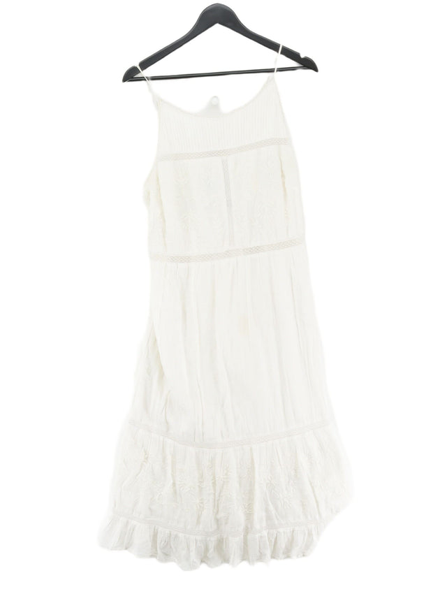 Monsoon Women's Midi Dress M White 100% Cotton