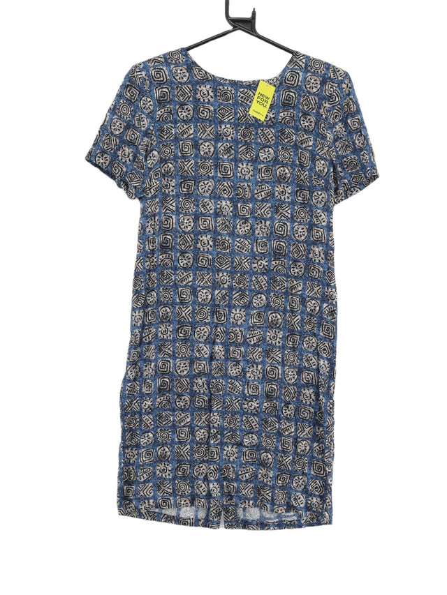 Vintage Women's Midi Dress UK 10 Blue 100% Rayon