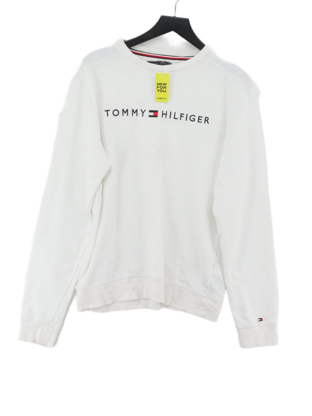 Tommy Hilfiger Women's Hoodie L White Cotton with Polyester