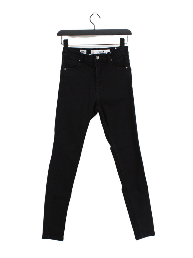 Bershka Women's Jeans UK 8 Black Cotton with Elastane, Polyester, Viscose