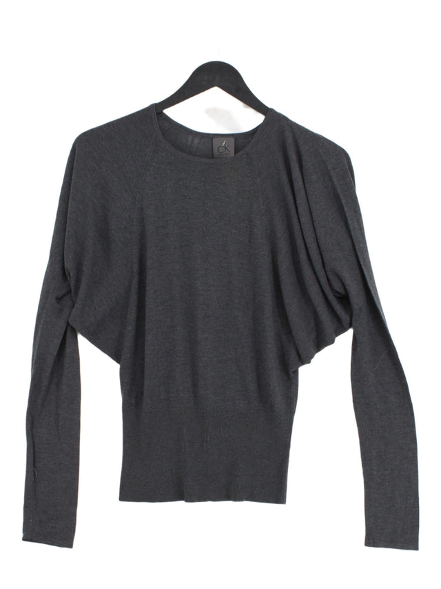 Calvin Klein Women's Jumper S Grey Silk with Cashmere