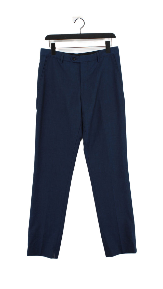Next Men's Suit Trousers W 32 in Blue Wool with Polyester