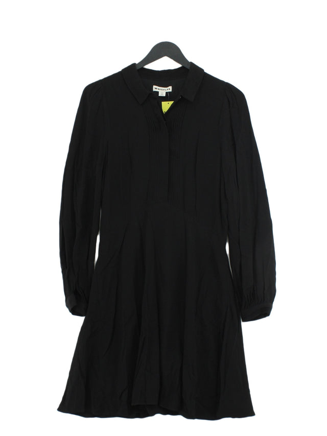 Whistles Women's Midi Dress UK 10 Black Viscose with Polyester