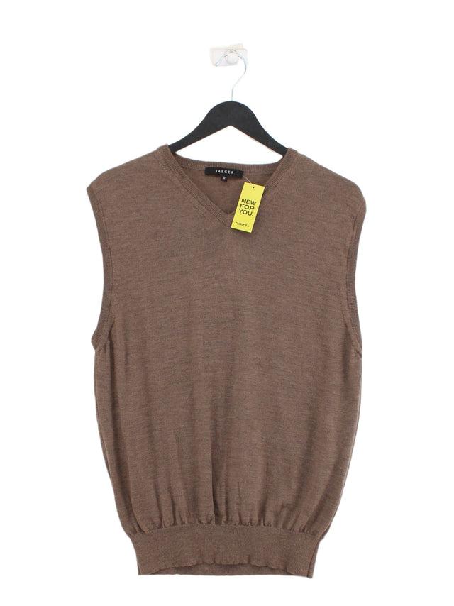 Jaeger Men's Jumper M Brown 100% Wool