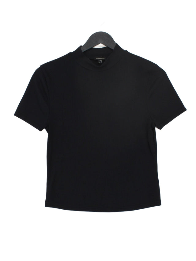 River Island Women's T-Shirt UK 10 Black Nylon with Elastane