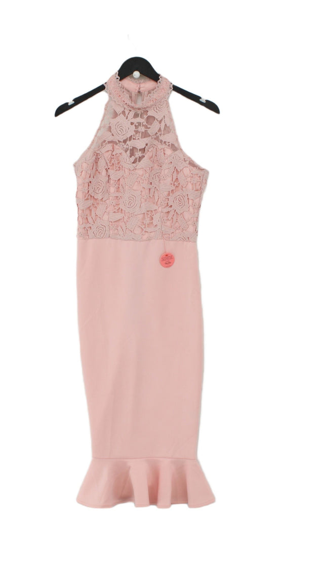 Chi Chi London Women's Midi Dress UK 6 Pink Polyester with Elastane