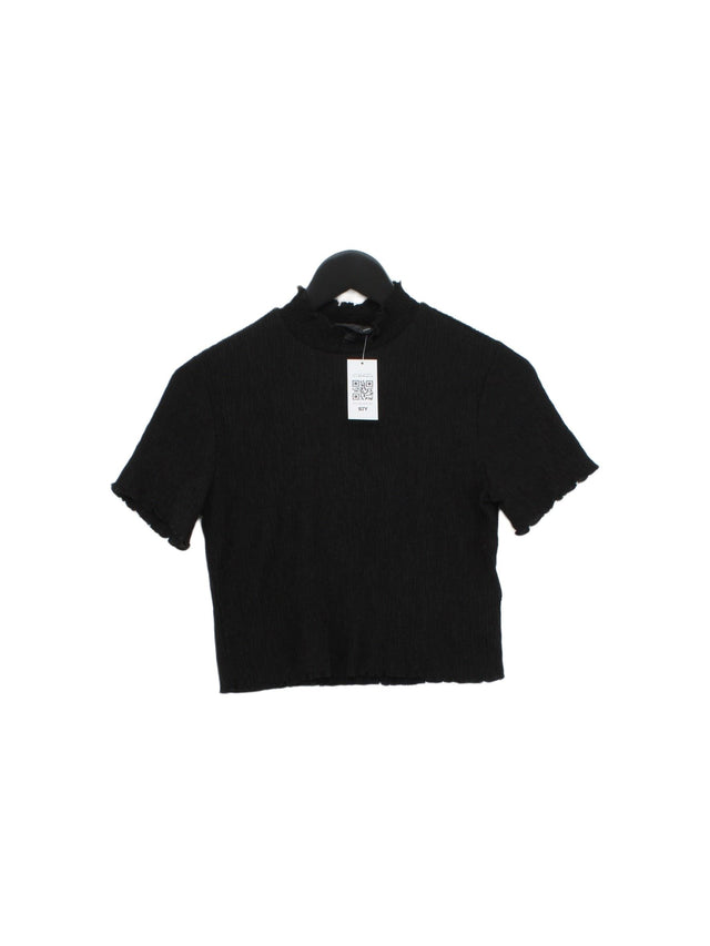 Topshop Women's T-Shirt UK 10 Black Polyester with Elastane, Viscose