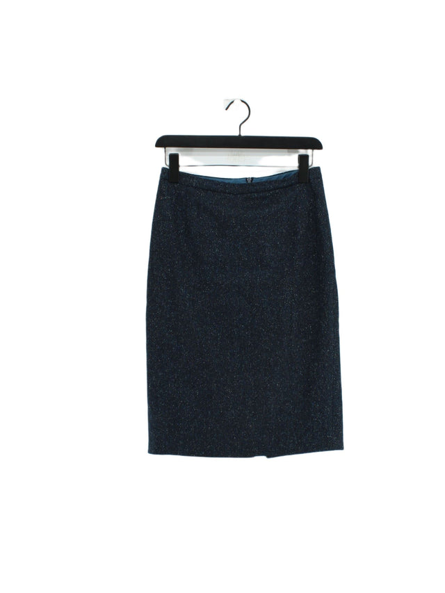Jigsaw Women's Midi Skirt UK 8 Blue Wool with Acrylic, Polyamide, Silk