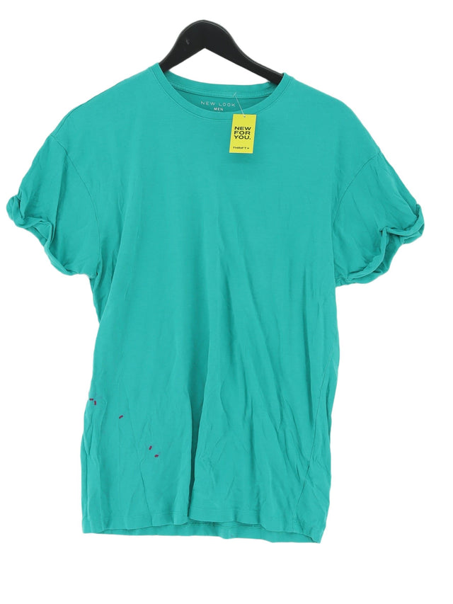 New Look Men's T-Shirt M Green Cotton with Elastane