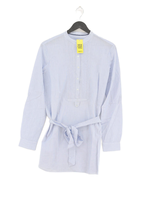 Massimo Dutti Women's Midi Dress UK 14 Blue 100% Cotton