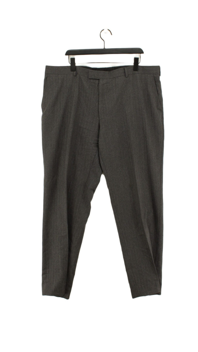Jaeger Men's Suit Trousers W 42 in Grey Wool with Polyester