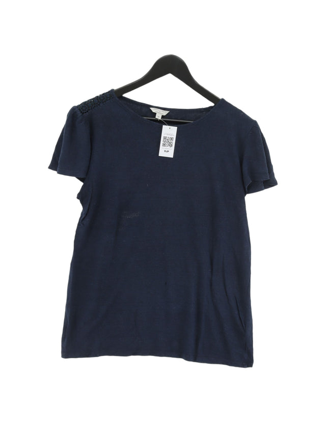 Monsoon Women's T-Shirt M Blue 100% Linen