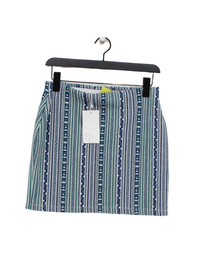 Zara Women's Mini Skirt S Blue Cotton with Elastane, Polyester