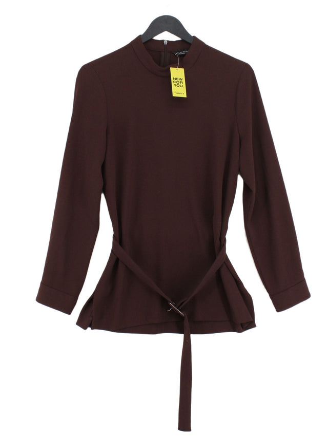 Zara Women's Blouse S Brown 100% Polyester