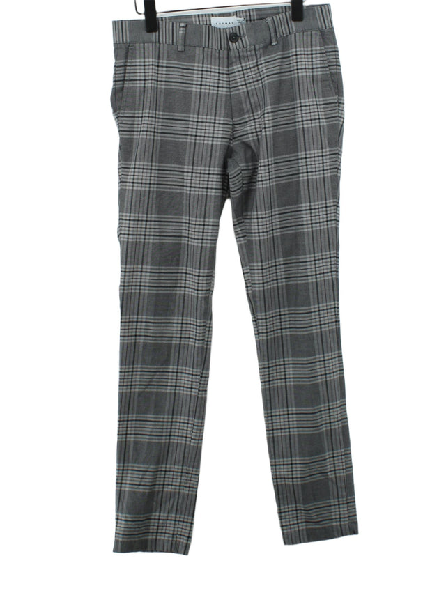 Topman Women's Trousers W 32 in Grey Cotton with Elastane