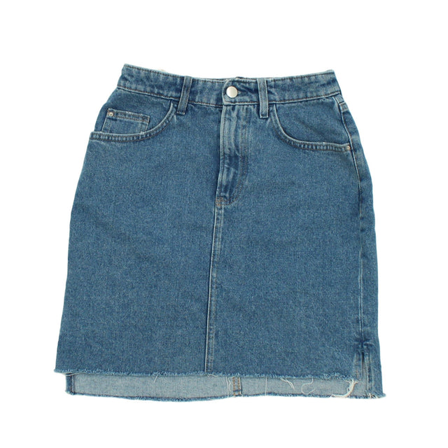H&M Women's Mini Skirt UK 8 Blue 100% Cotton