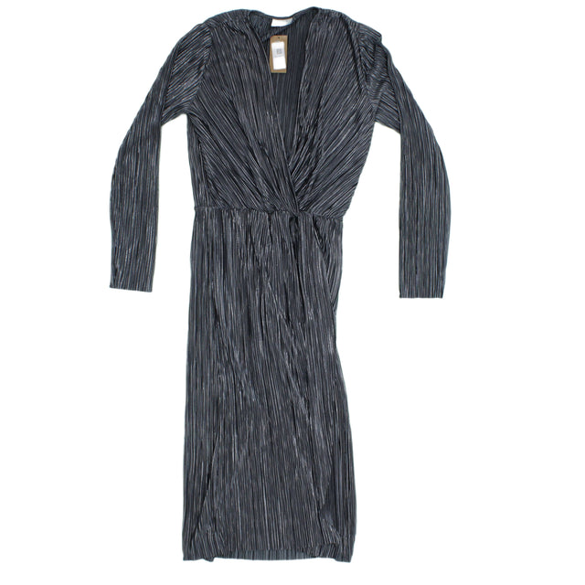 Vila Clothes Women's Midi Dress UK 6 Grey Polyester with Viscose