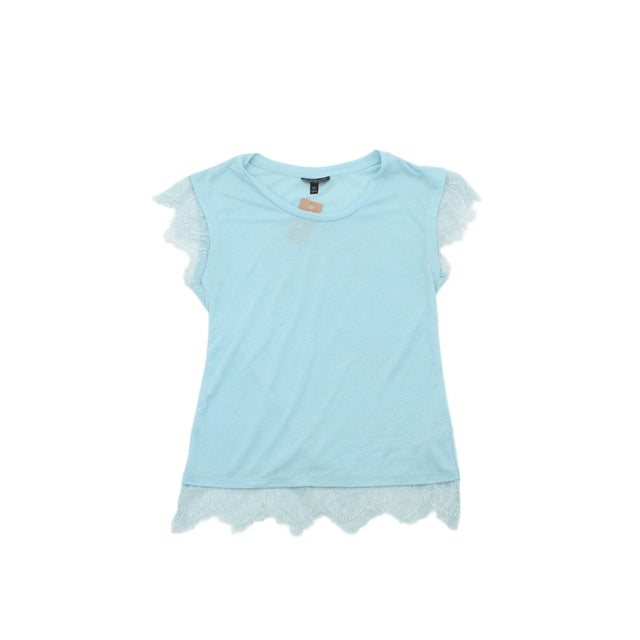 Topshop Women's Top UK 8 Blue Polyester with Linen