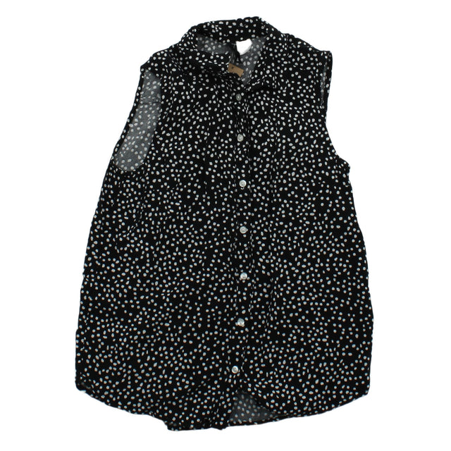 H&M Women's Blouse UK 8 Black 100% Cotton