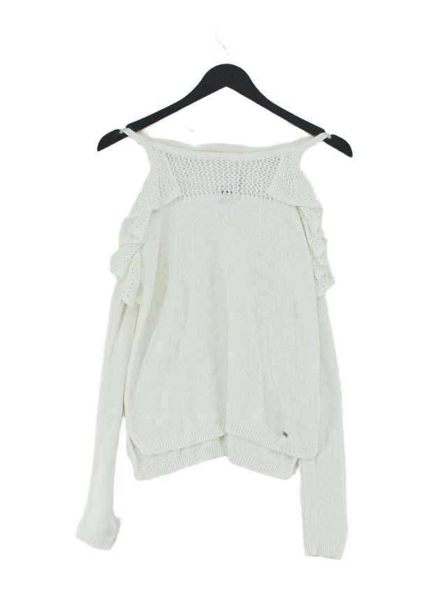 Hollister Women's Jumper XS White Cotton with Viscose