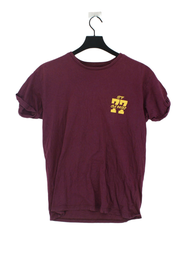Topman Men's T-Shirt S Brown 100% Cotton