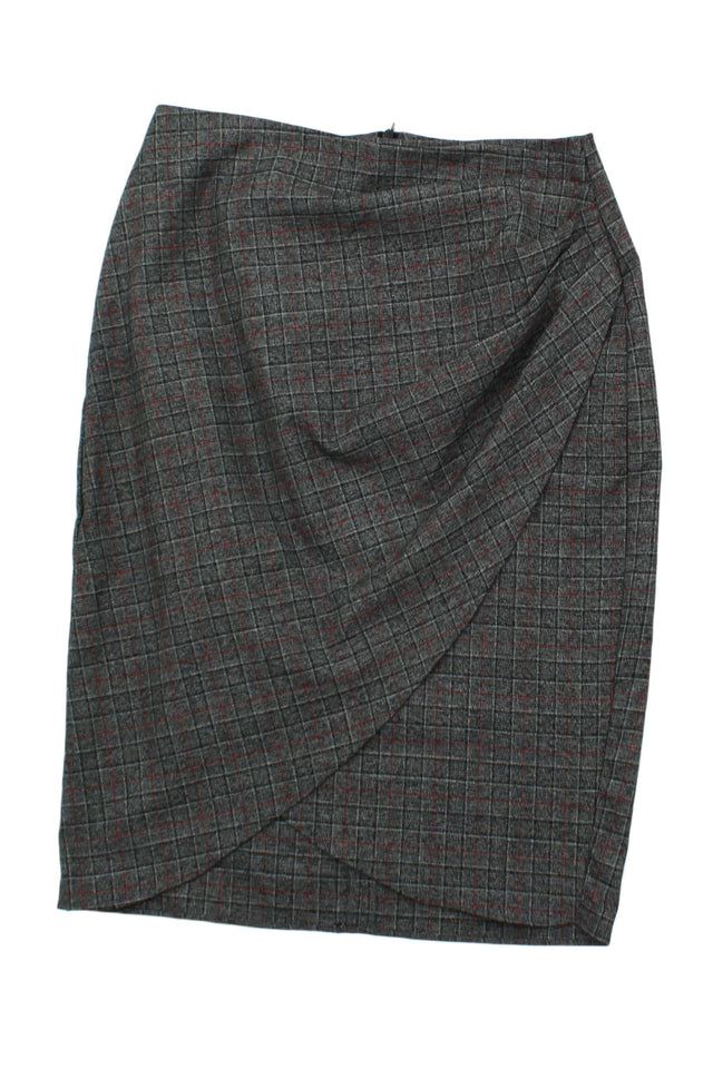 Zara Basic Women's Midi Skirt S Grey Polyester with Viscose, Elastane