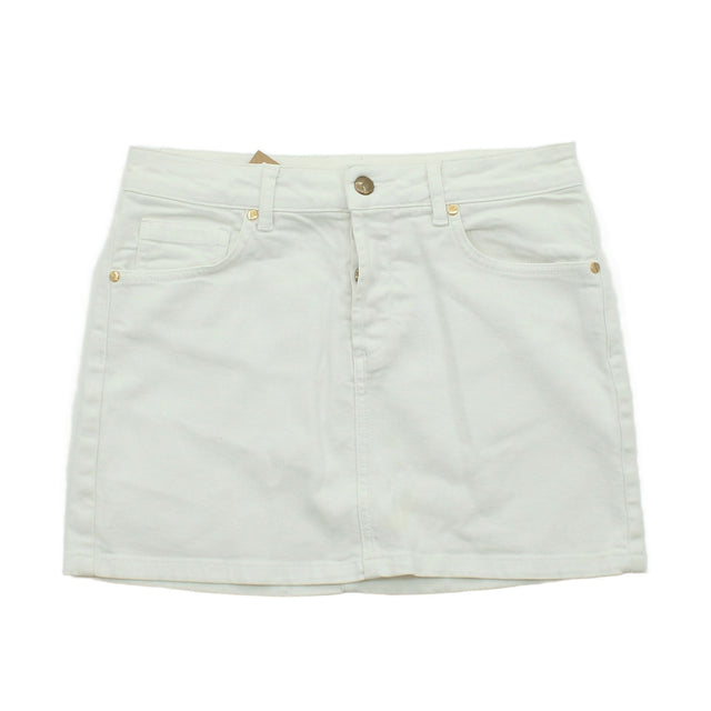 Topshop Women's Midi Skirt UK 12 White 100% Cotton
