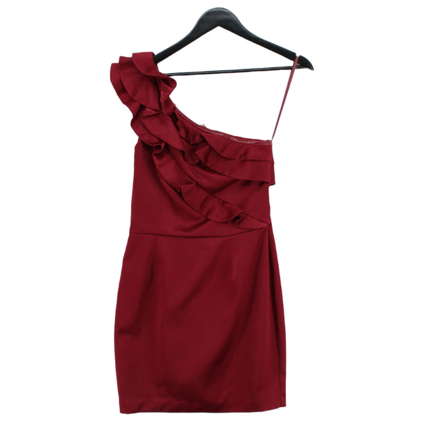 New Look Women's Midi Dress UK 12 Red 100% Polyester