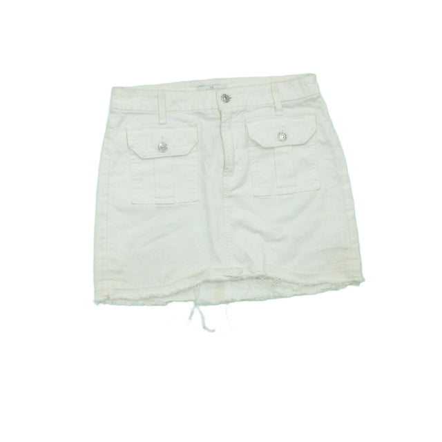 7 For All Mankind Women's Midi Skirt UK 28 White 100% Cotton