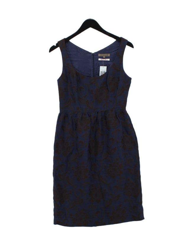 Jigsaw Women's Midi Dress UK 10 Blue Polyester with Cotton, Viscose