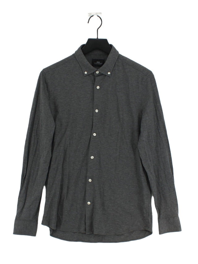 Moss London Men's Shirt Chest: 16 in Grey 100% Cotton