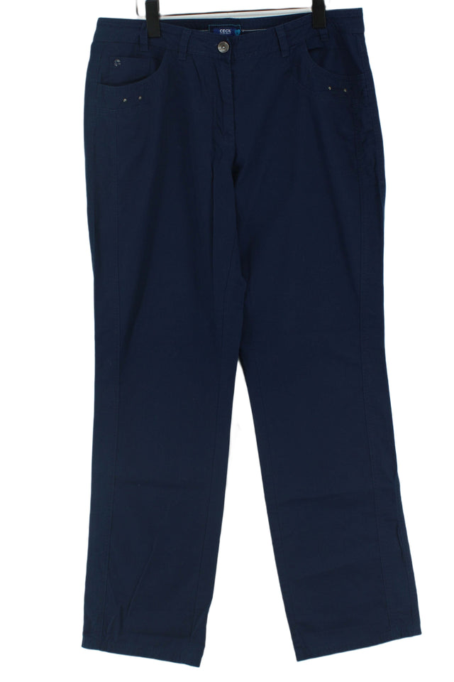 Cecil Women's Trousers UK 6 Blue 100% Cotton