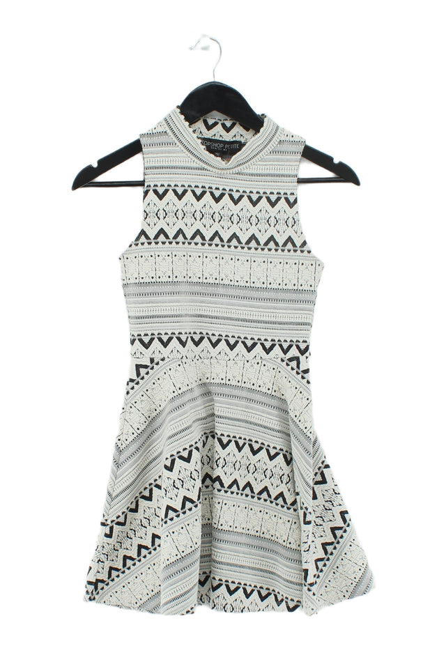 Topshop Women's Mini Dress UK 8 White Polyester with Cotton