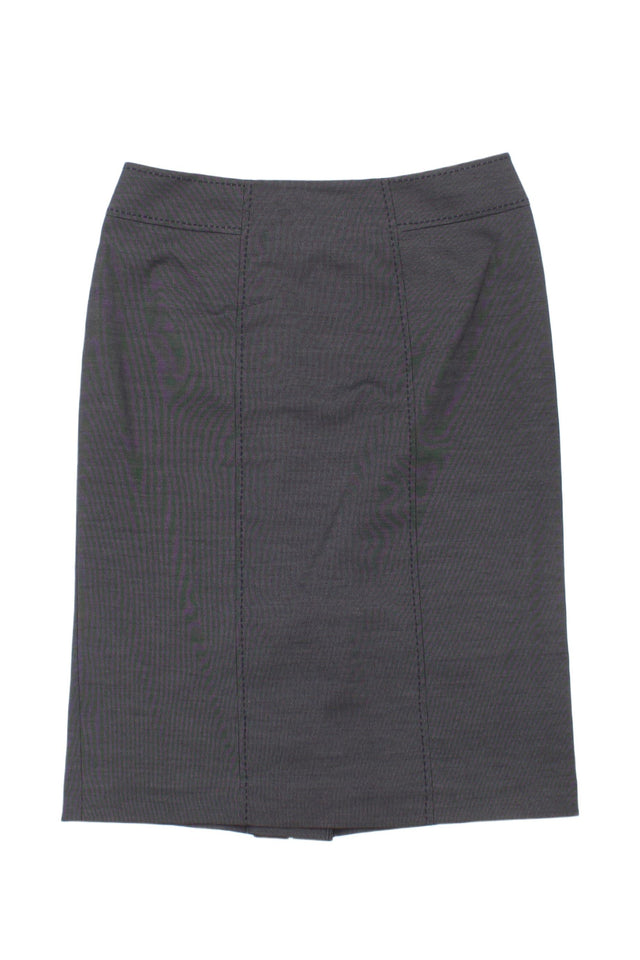 M&S Women's Midi Skirt UK 10 Grey Polyester with Viscose, Elastane