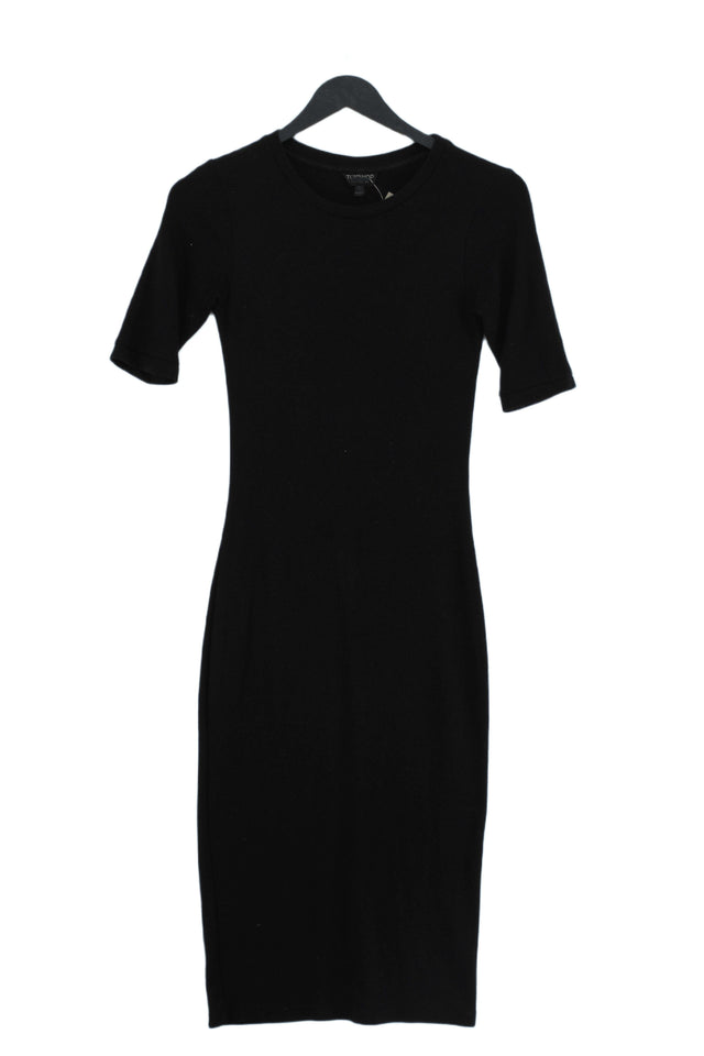 Topshop Women's Midi Dress UK 6 Black Viscose with Elastane, Other