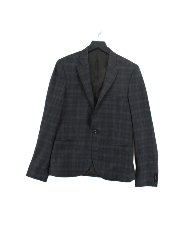 Topman Men's Blazer Chest: 40 in Grey Wool with Polyester