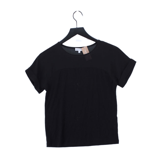 Warehouse Women's Top UK 6 Black Viscose with Polyester, Elastane