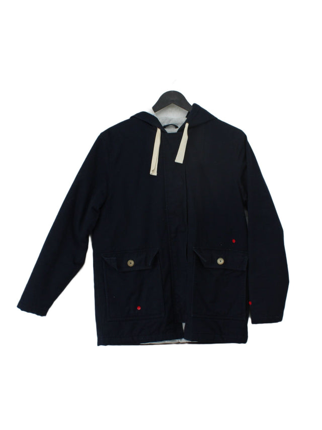 Petit Bateau Women's Coat S Blue Cotton with Polyester