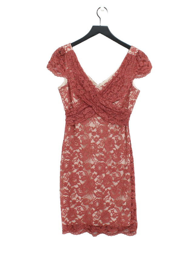 Review Women's Midi Dress UK 8 Pink Viscose with Elastane, Nylon, Polyester
