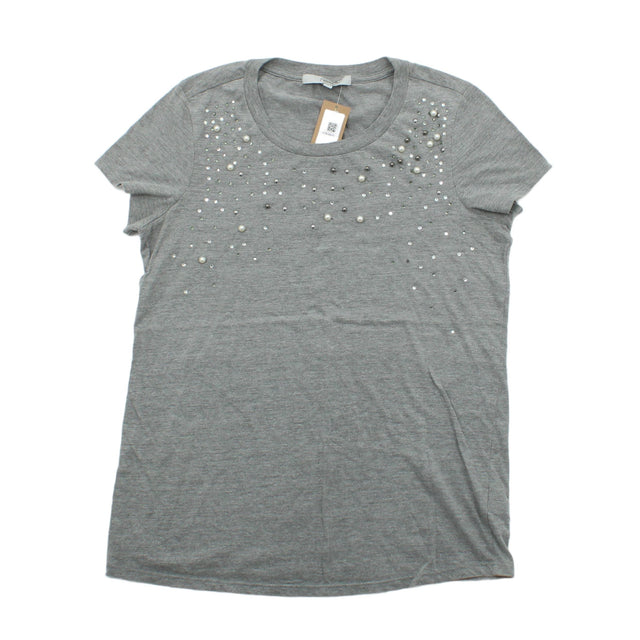 Next Women's Top UK 8 Grey Cotton with Other
