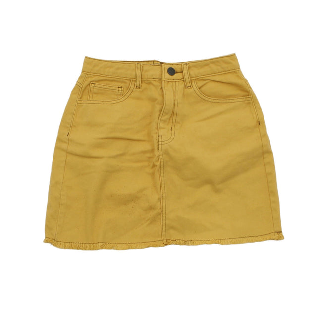 Pretty Little Thing Women's Mini Skirt UK 8 Yellow 100% Cotton