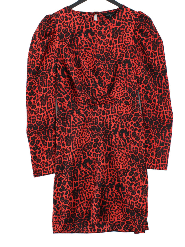 New Look Women's Midi Dress UK 8 Red 100% Polyester
