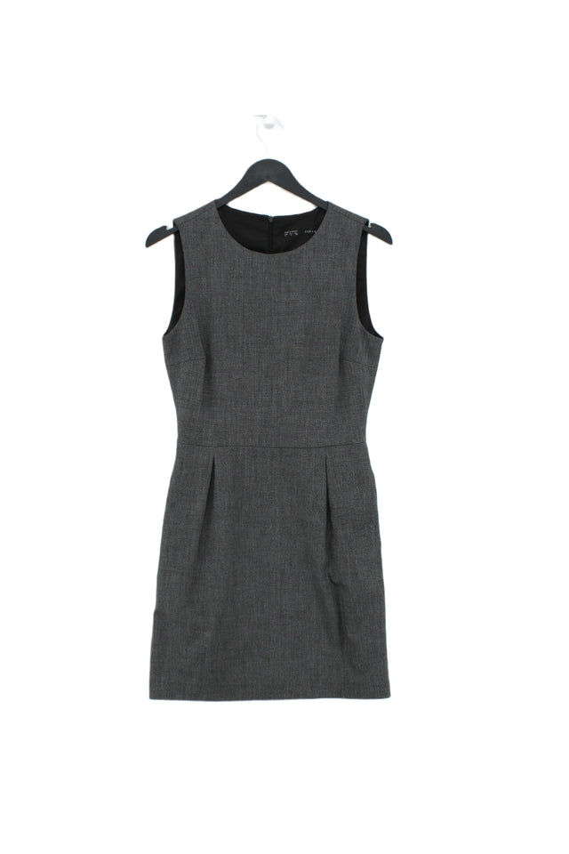 Zara Basic Women's Midi Dress S Black Polyester with Viscose, Elastane